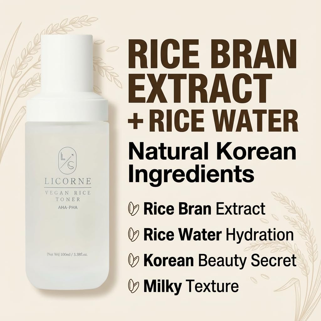 LICORNE Vegan Rice Toner — Gentle AHA/PHA Exfoliation for Glass Skin