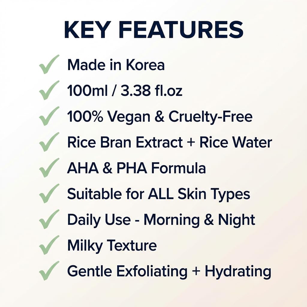 LICORNE Vegan Rice Toner — Gentle AHA/PHA Exfoliation for Glass Skin
