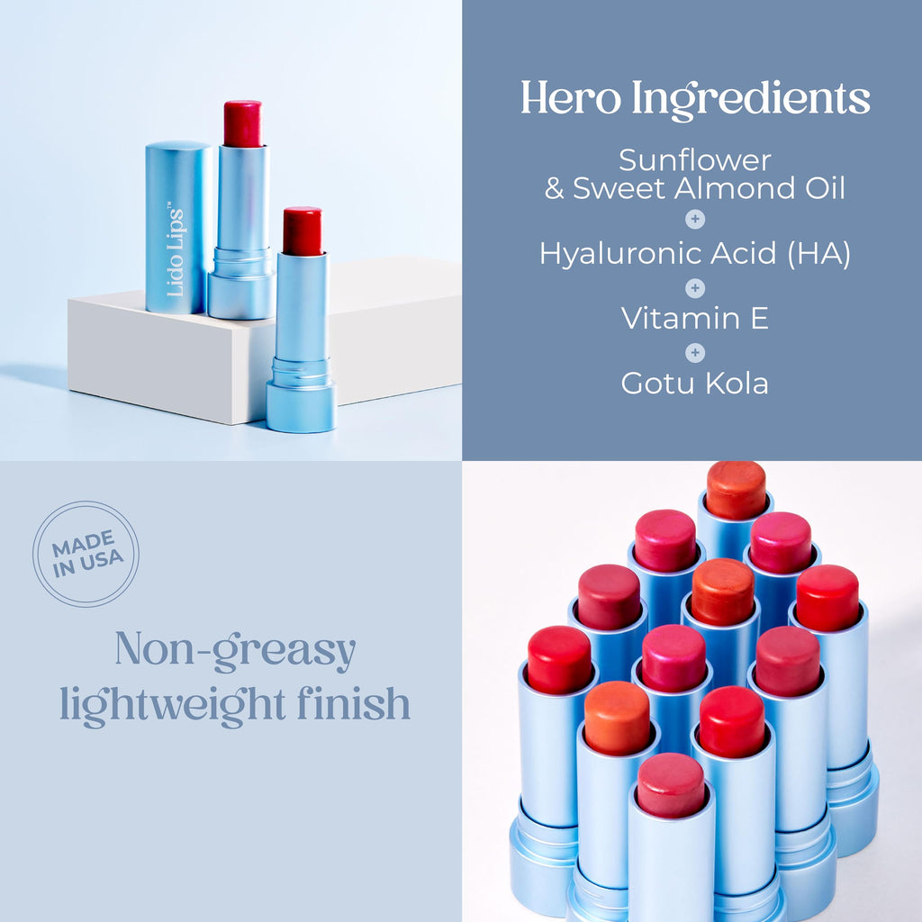 Lido Lips Tinted Lip Balm Orchid — Hydrating Buildable Color with Hyaluronic Acid & Vitamin E