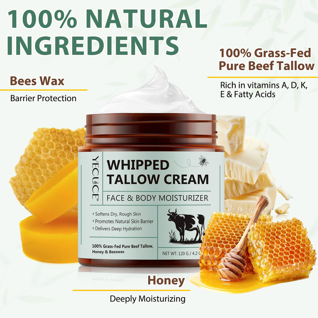 Liefiet Beef Tallow for Skin | 4.2oz Honey Balm for Face & Body