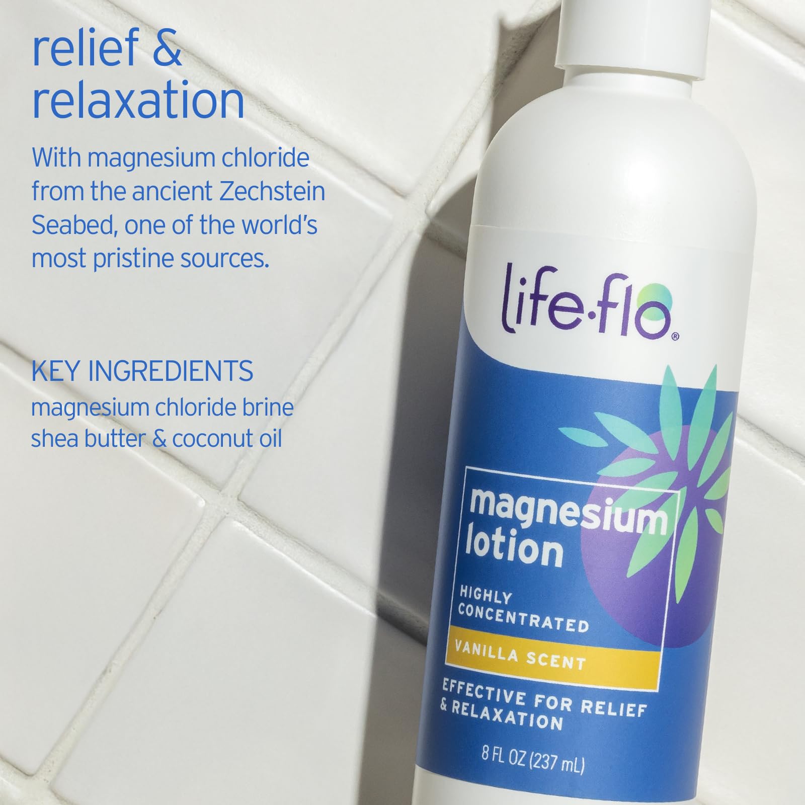 Life-flo Magnesium Lotion with Zechstein Seabed Magnesium Chloride – 2 x 8 oz, Vanilla