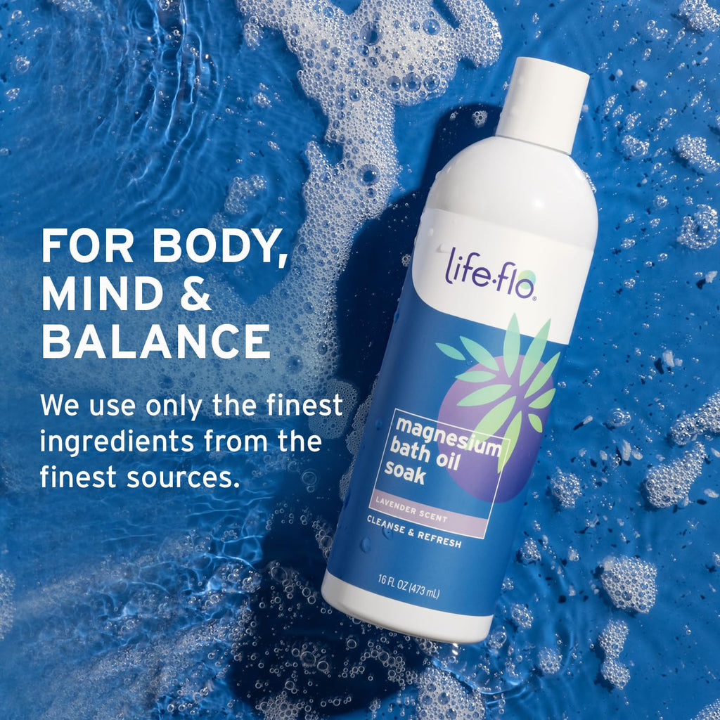 Life-flo Magnesium Oil Bath Soak Lavender | Zechstein Seabed Minerals, 60-Day Guarantee