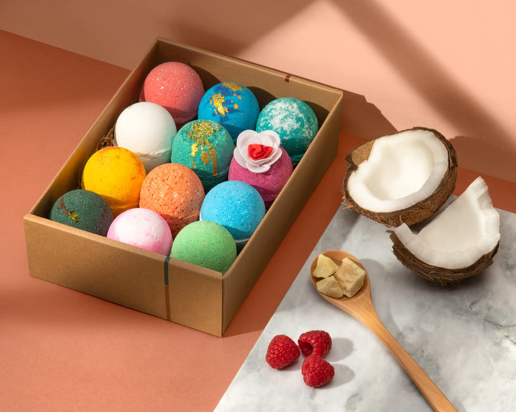 Lifearound2angels Bath Bombs Gift Set – 12 Pack, USA Made, Moisturizing Shea & Cocoa Butter