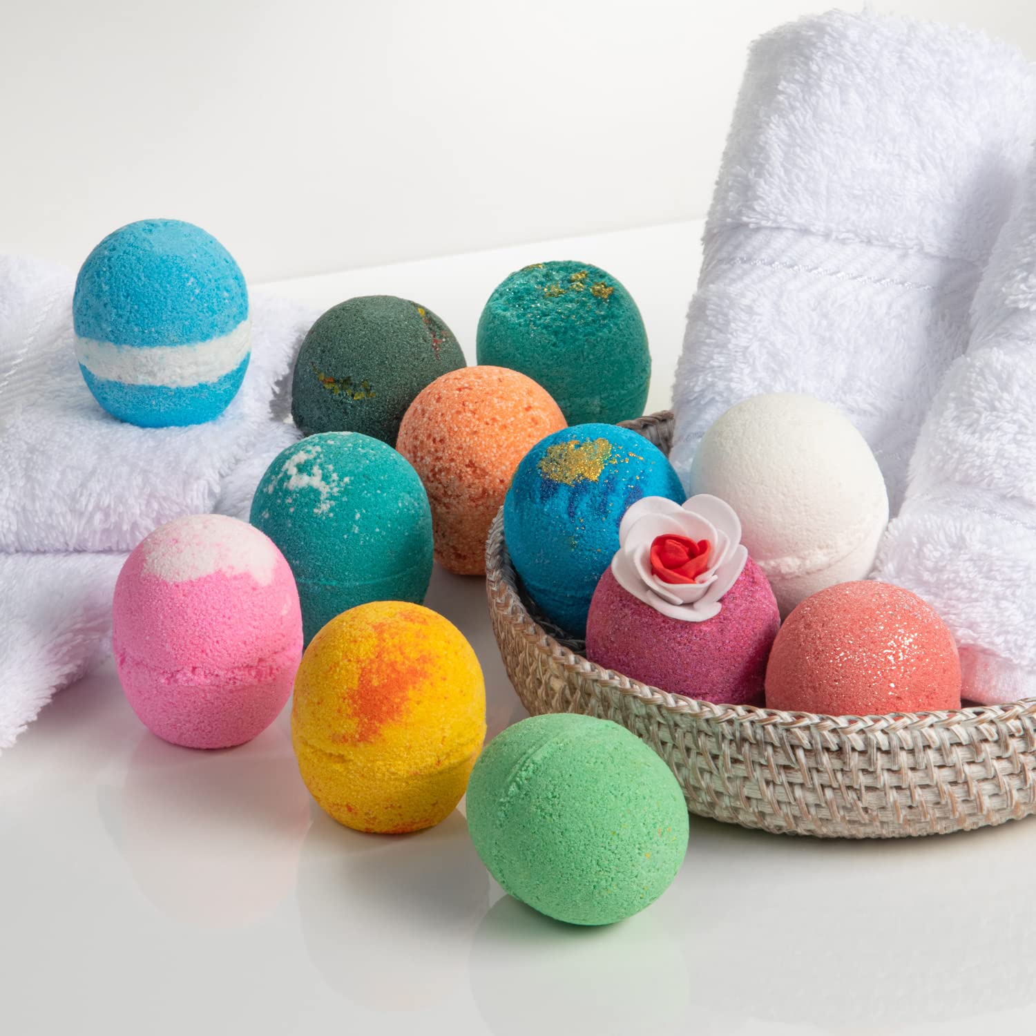 Lifearound2angels Bath Bombs Gift Set – 12 Pack, USA Made, Moisturizing Shea & Cocoa Butter