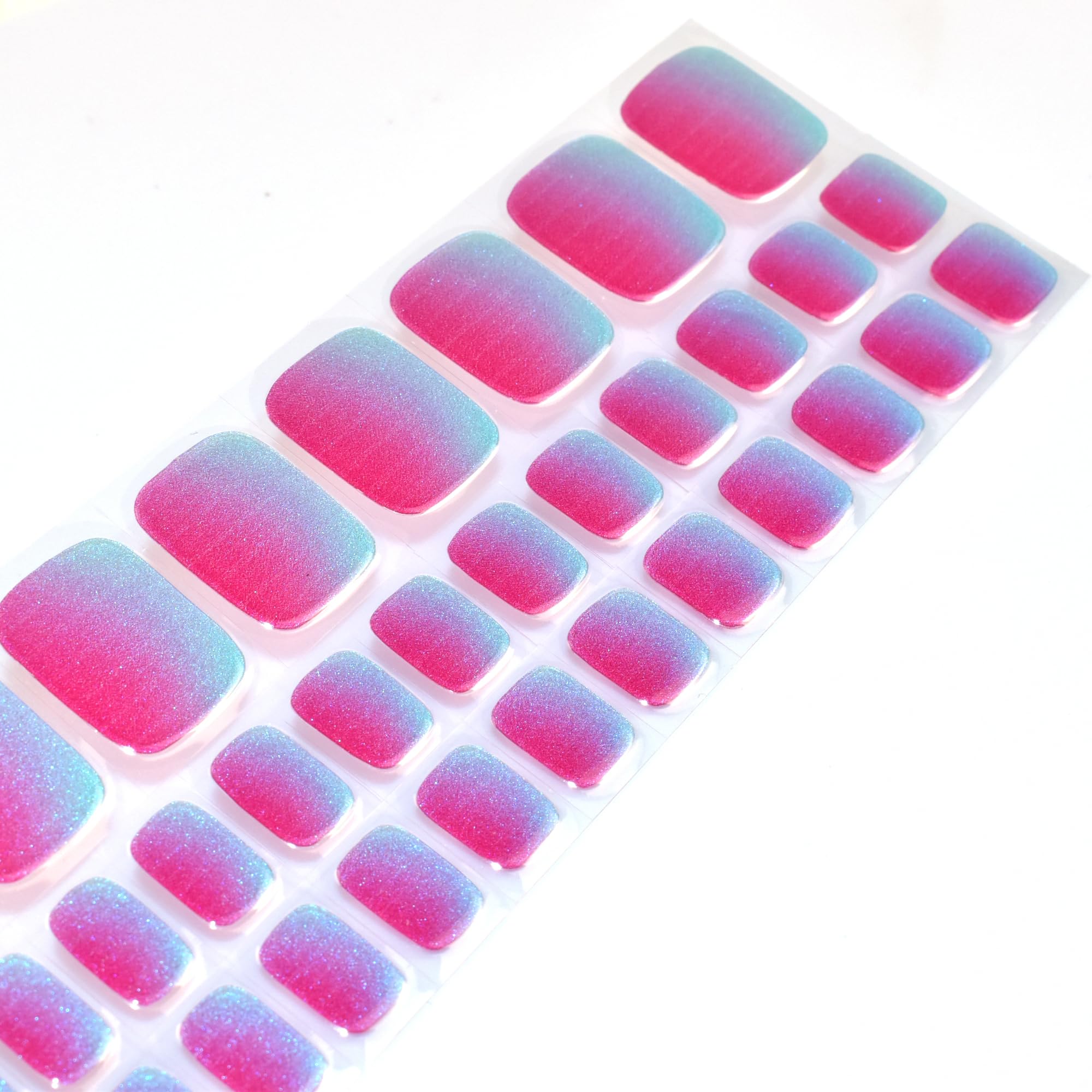 LIFOOST Semi Cured Gel Nail Strips – 34 Pc Toe Pedicure Wraps, Glitter Design, DIY Home
