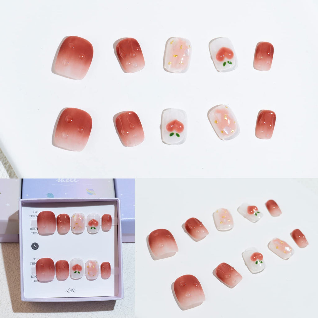 Light Rain Medium Size Hand-made Press-On Nails — 3D Gel UV Finish by Pro Manicurist