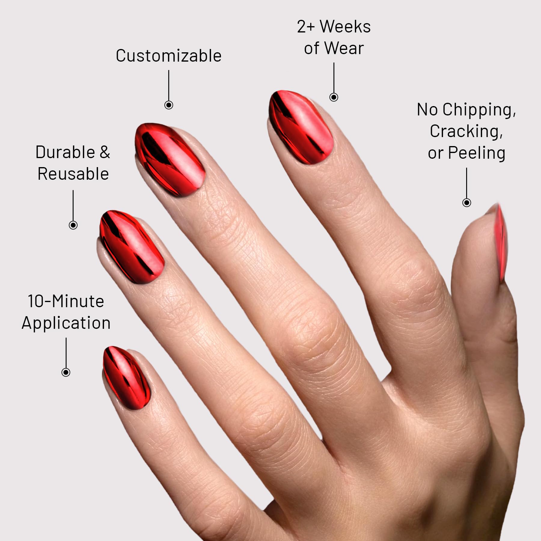Lilac St Cherry Plated Press-On Nails – Short Almond Chrome, Glossy & Opaque (Reusable)