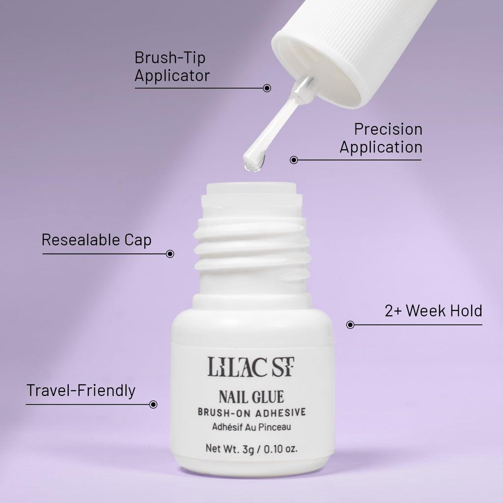 Lilac St Cloud 9 Press-On Nails – Short Square, Glossy Opaque Kit (30 Nails, 15 Sizes) | Vegan & Cruelty-Free