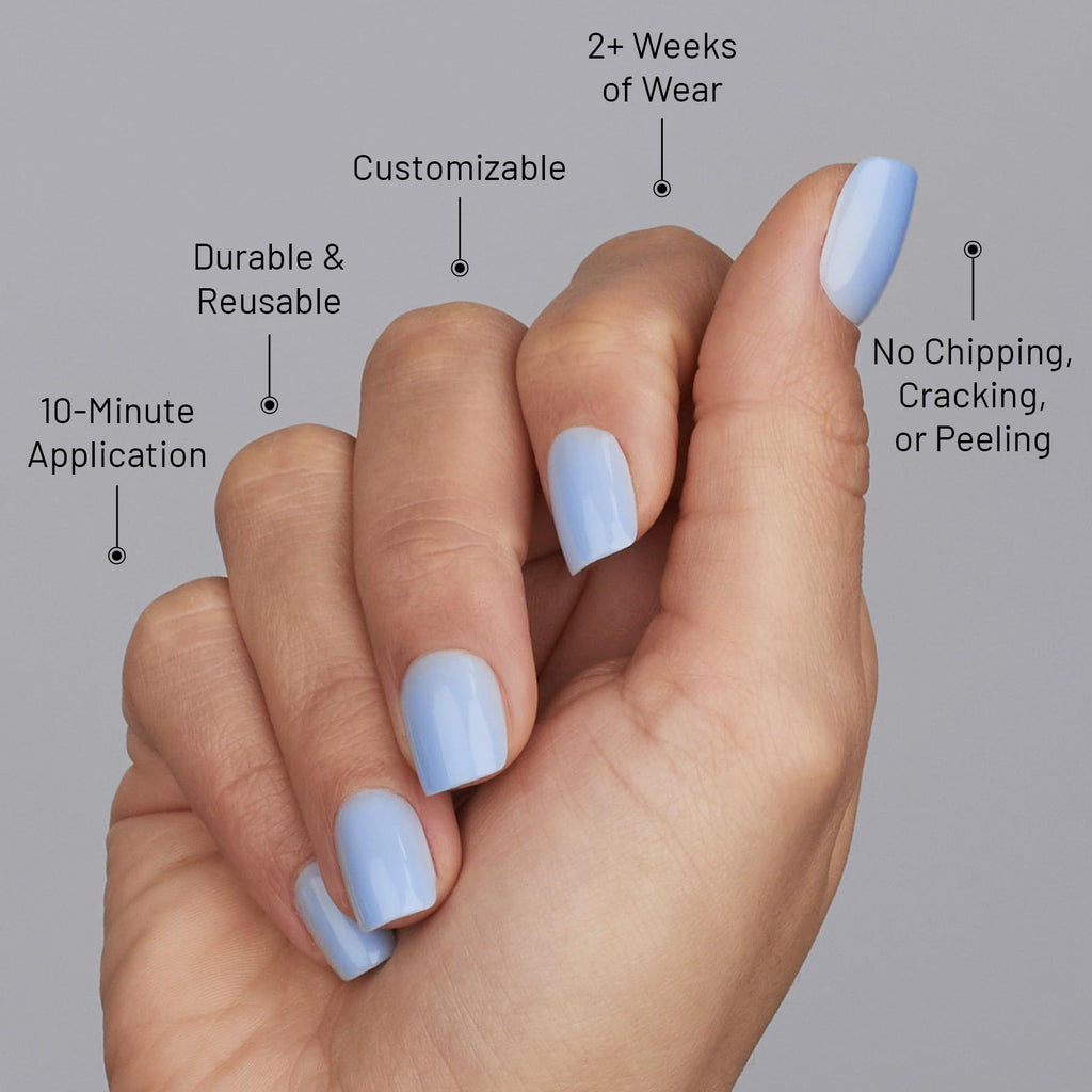 Lilac St Cloud 9 Press-On Nails – Short Square, Glossy Opaque Kit (30 Nails, 15 Sizes) | Vegan & Cruelty-Free