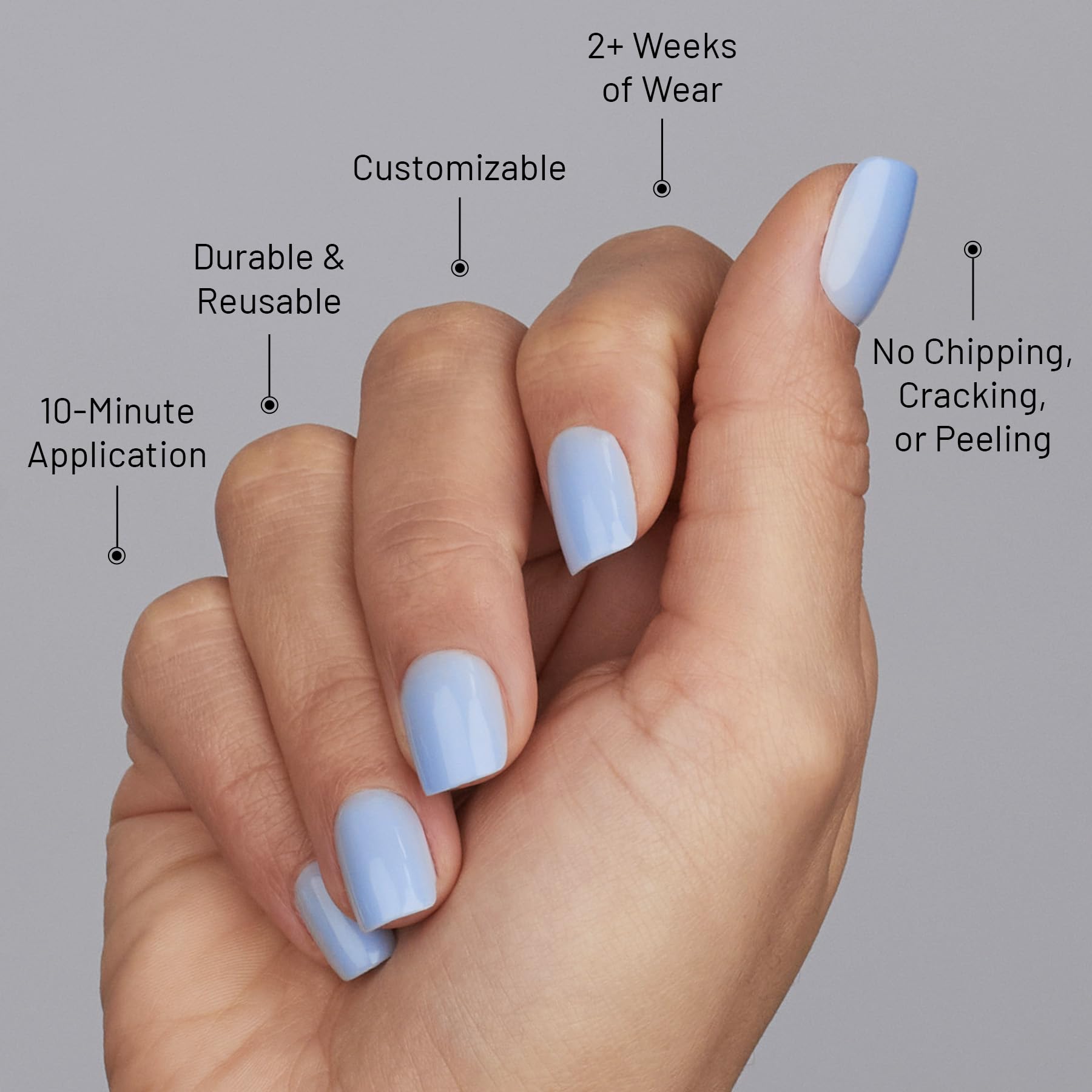 Lilac St Cloud 9 Press-On Nails – Short Square, Glossy Opaque Kit (30 Nails, 15 Sizes) | Vegan & Cruelty-Free