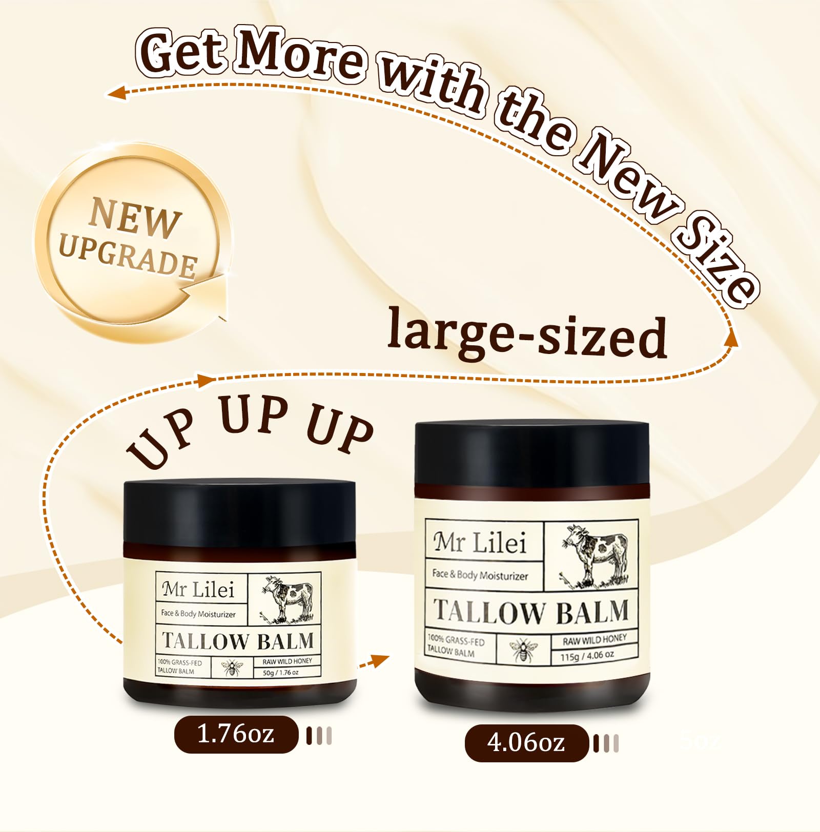 Lilei Beauty Beef Tallow Balm – Grass-Fed Skin Moisturizer with Honey & Olive Oil