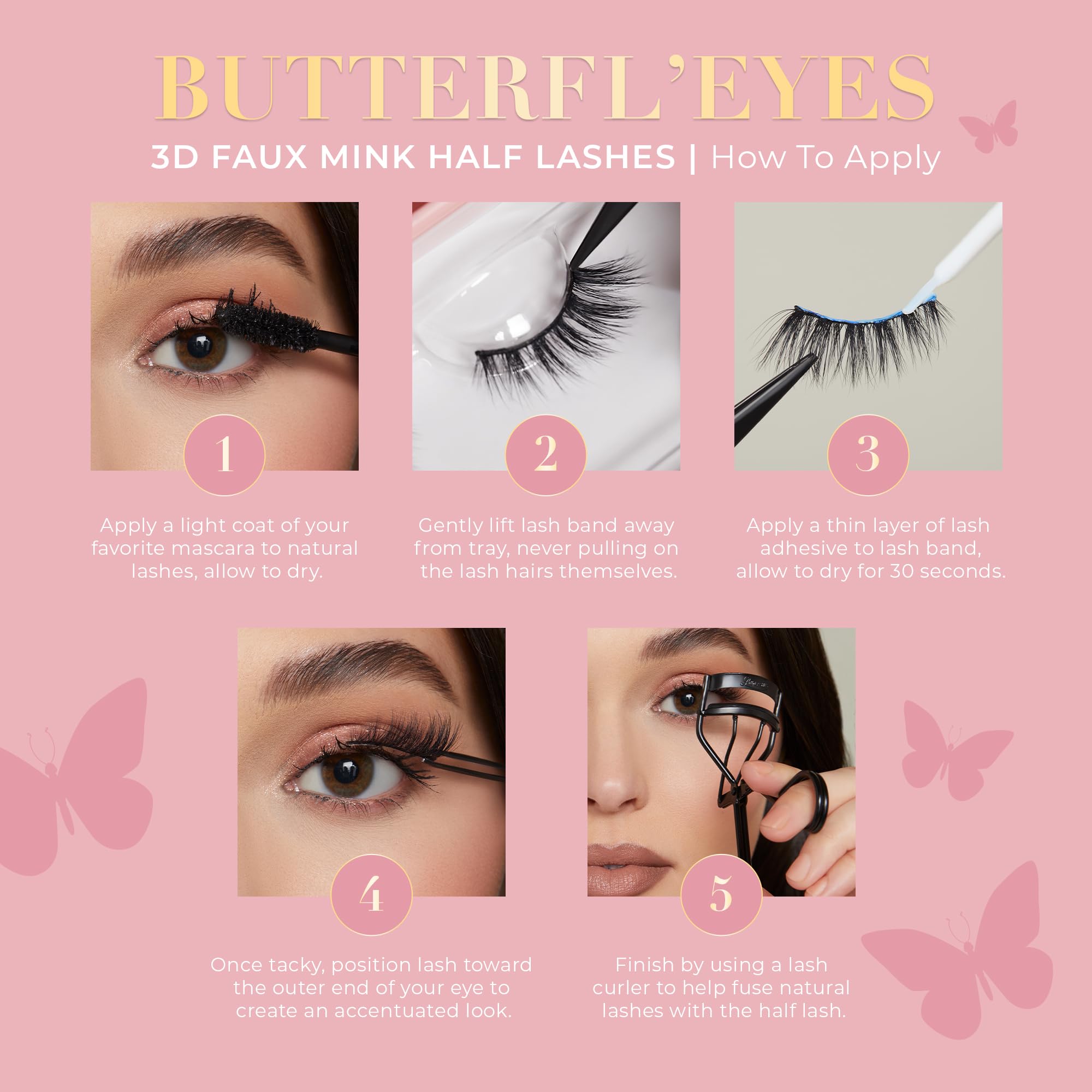 Lilly Lashes Butterfl'eyes Half Lashes – Natural Look, Easy Application, 13mm (Fantasy)