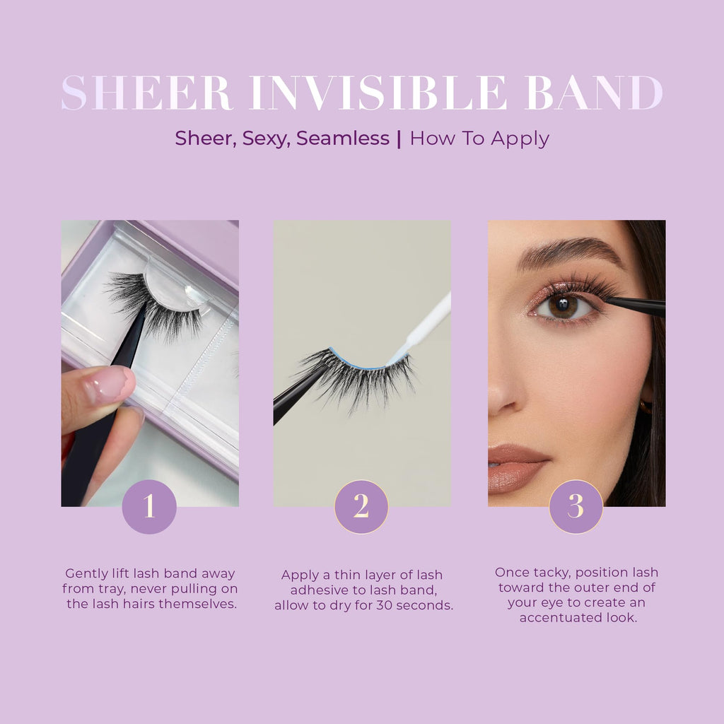 Lilly Lashes Sheer Band Playful 13mm – Invisible Clear Band Half Lashes
