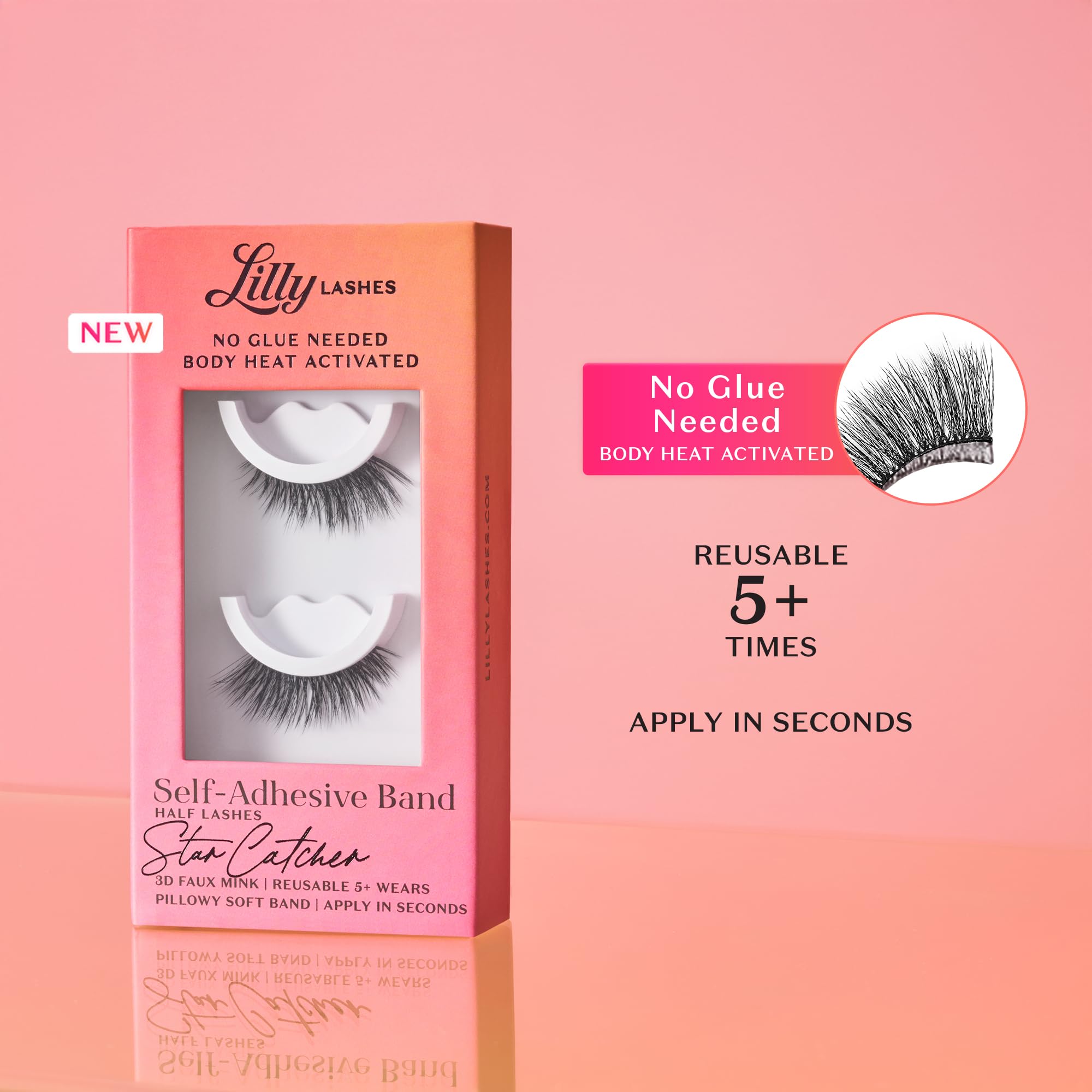 Lilly Lashes DayDreamer Self Adhesive Half Lashes – Glue-Free, Heat-Activated, Reusable
