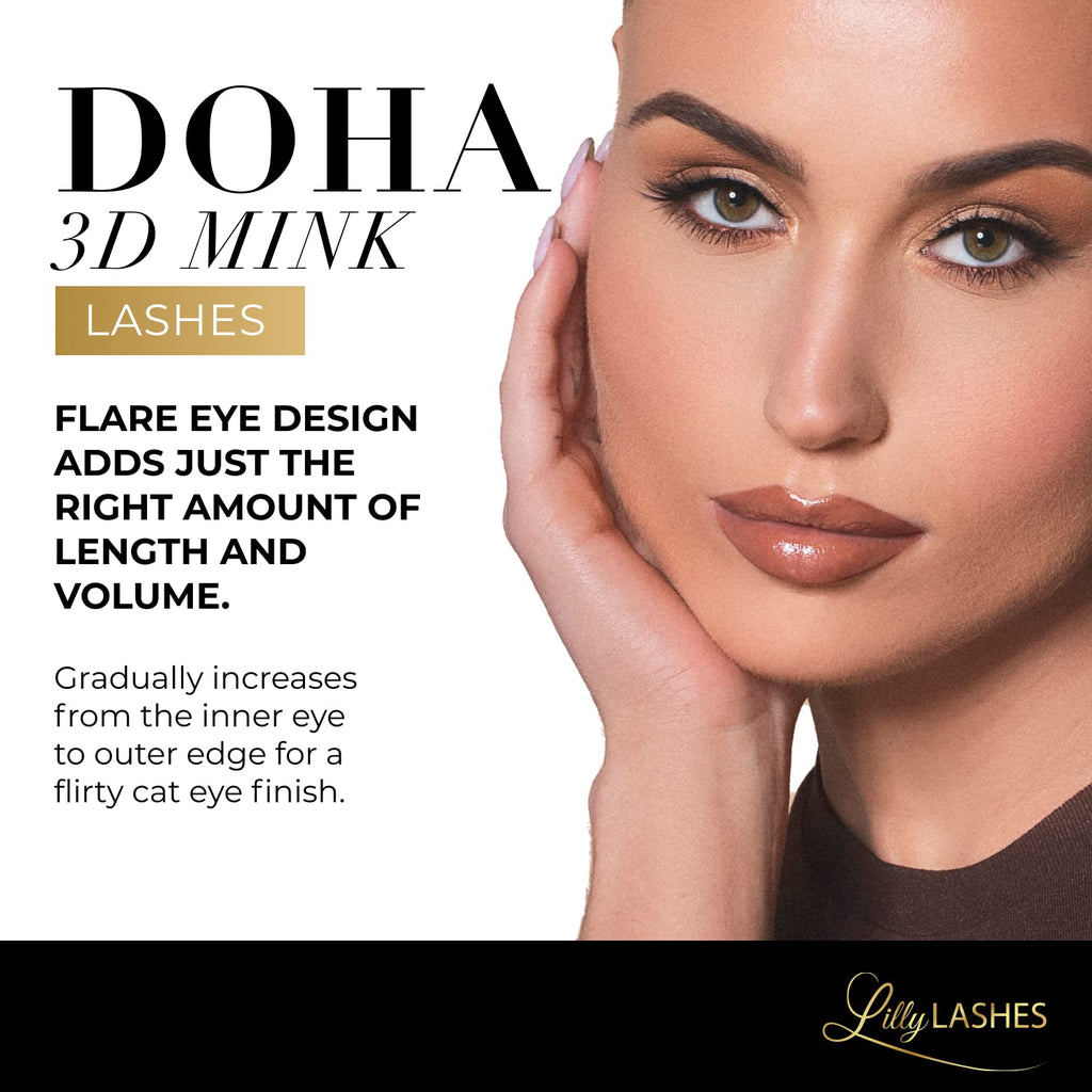 Lilly Lashes Doha 3D Mink Lashes – Reusable up to 25x, Fluffy Cat Eye