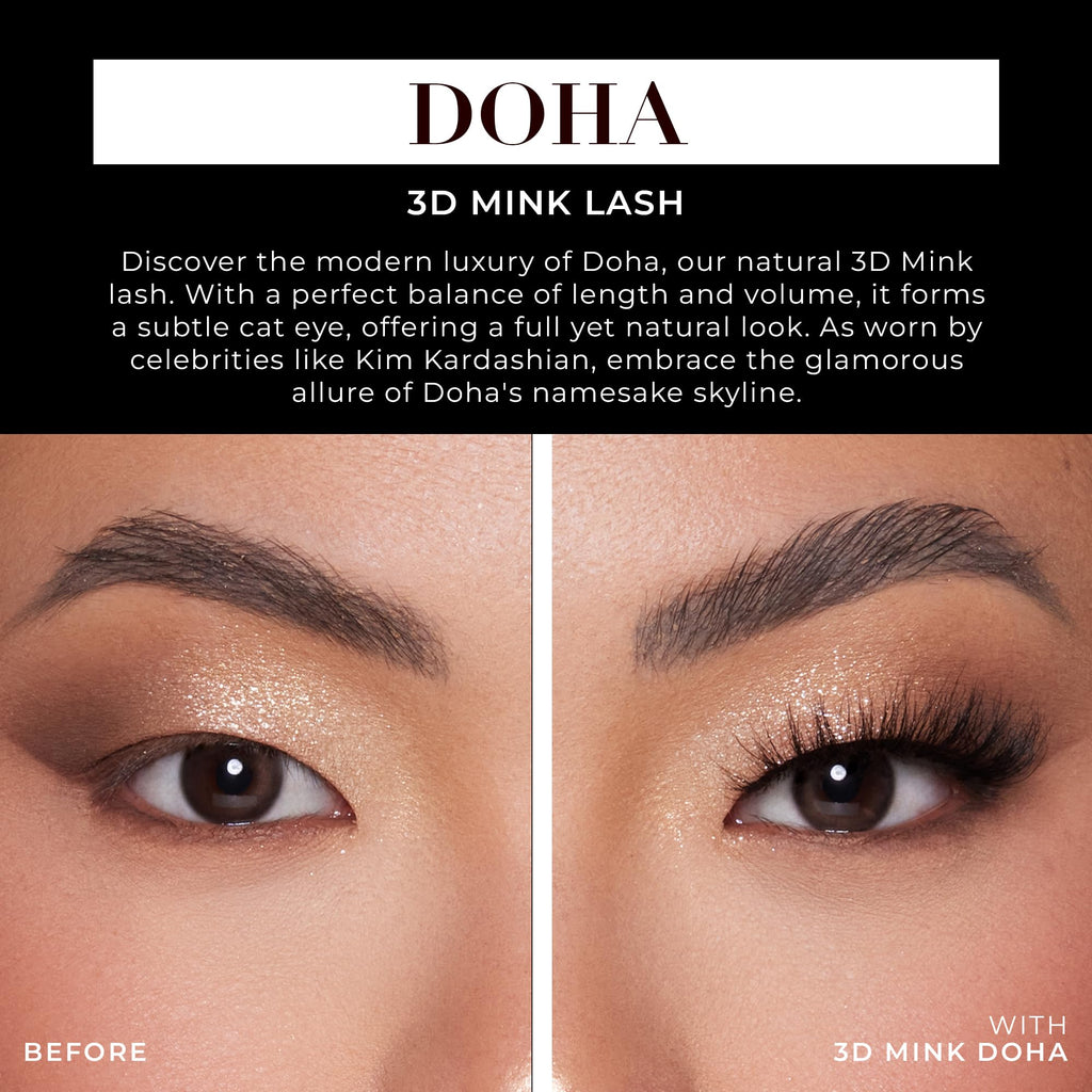 Lilly Lashes Doha 3D Mink Lashes – Reusable up to 25x, Fluffy Cat Eye