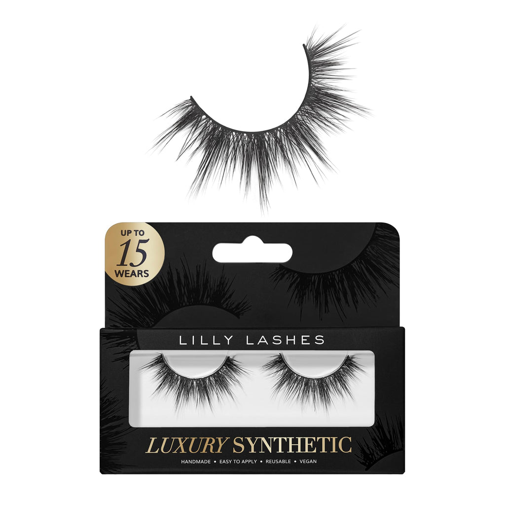 Lilly Lashes Luxury Synthetic False Eyelashes – 13mm Full Length, Natural Look, Reusable up to 15x | VIP