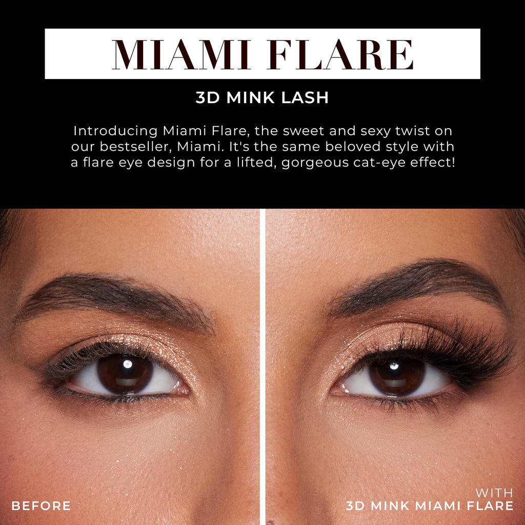 Lilly Lashes Miami Flare 3D Mink Lashes – The Original Lilly Lash for Wispy, Natural Look
