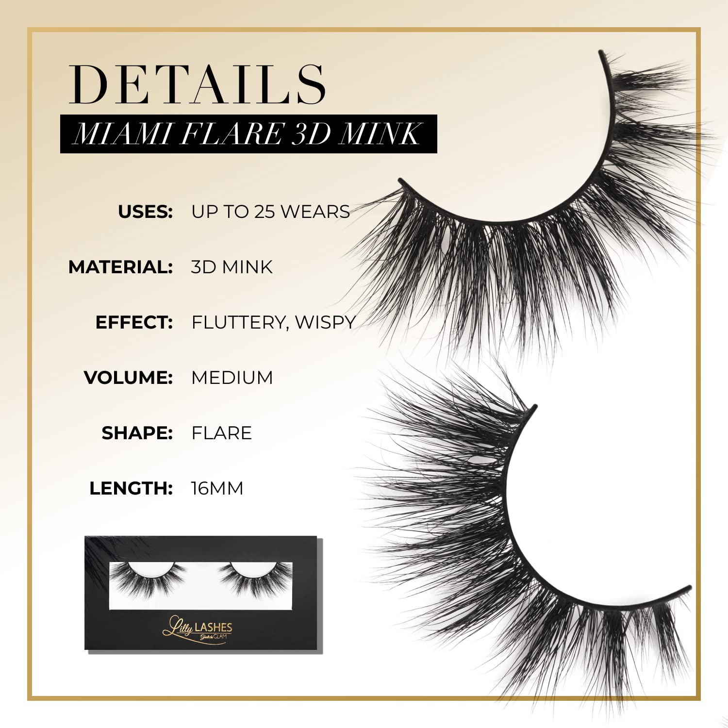 Lilly Lashes Miami Flare 3D Mink Lashes – The Original Lilly Lash for Wispy, Natural Look