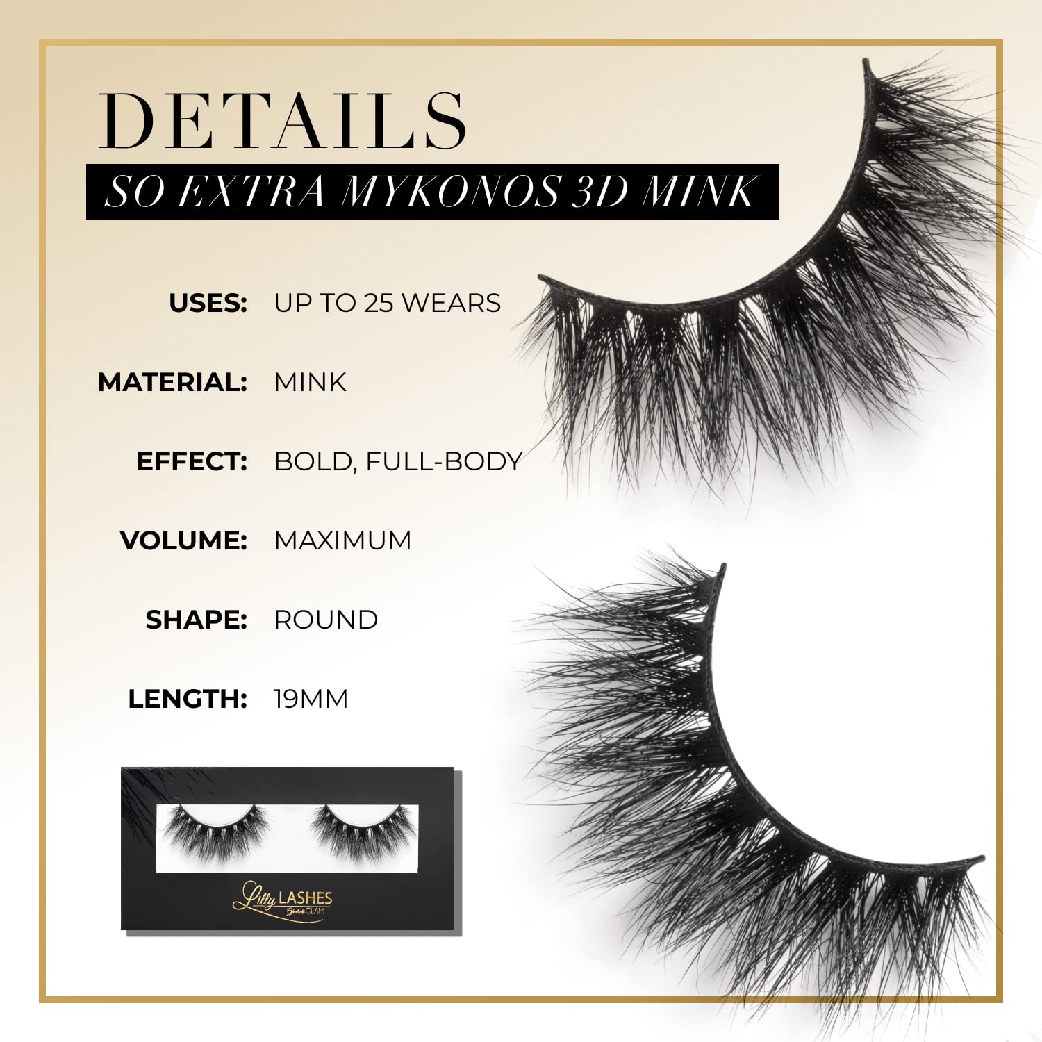 Lilly Lashes So Extra Mykonos 3D Mink Lashes – Reusable Fluffy Lash by Lilly Lashes