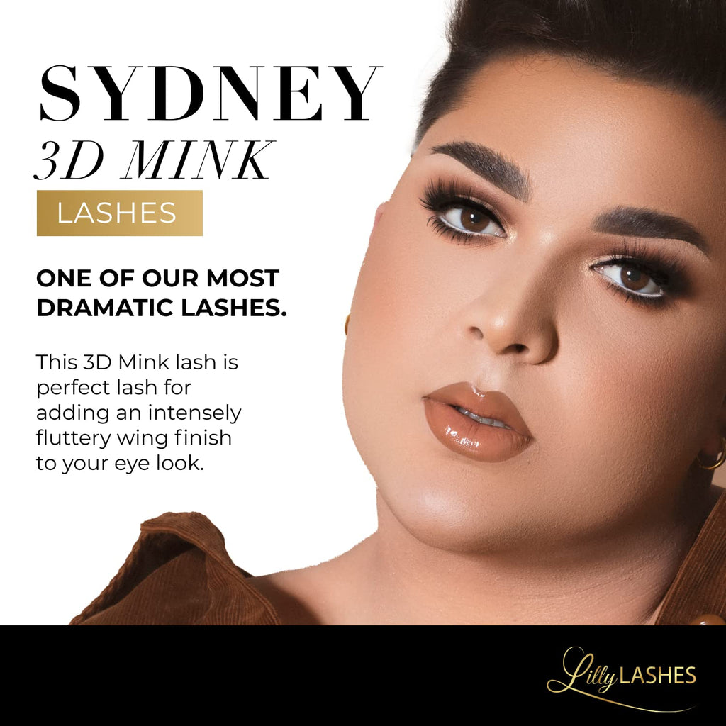 Lilly Lashes Sydney 3D Mink Lashes – Original Lilly Lash for Wispy, Natural Look | Reusable Up to 25x