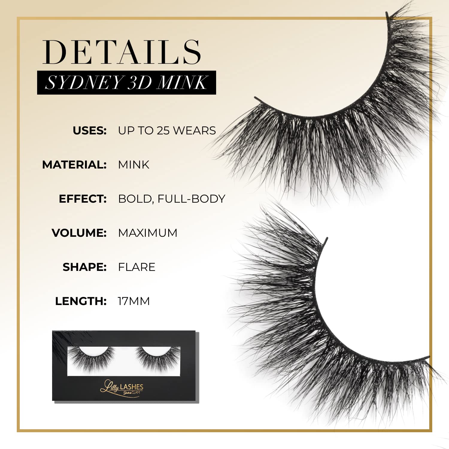 Lilly Lashes Sydney 3D Mink Lashes – Original Lilly Lash for Wispy, Natural Look | Reusable Up to 25x