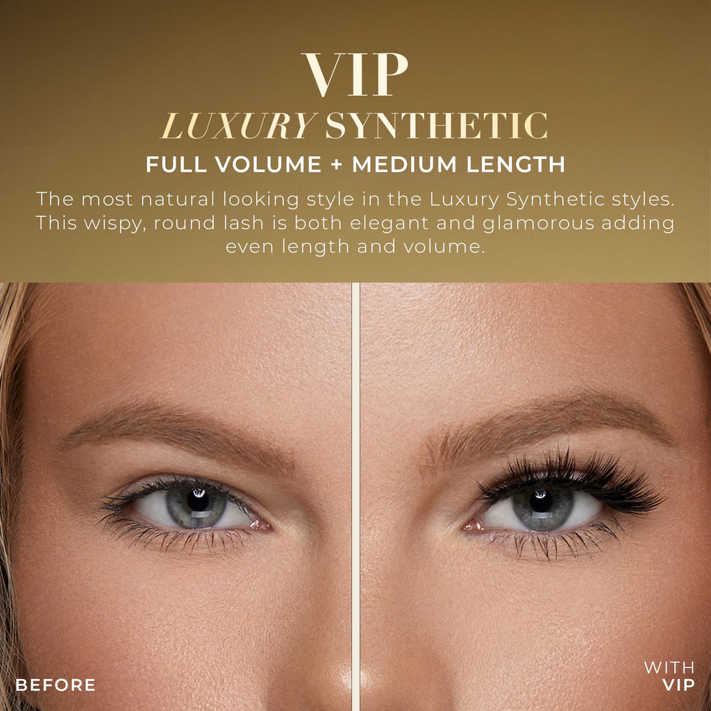 Lilly Lashes Luxury Synthetic False Eyelashes – 13mm Full Length, Natural Look, Reusable up to 15x | VIP