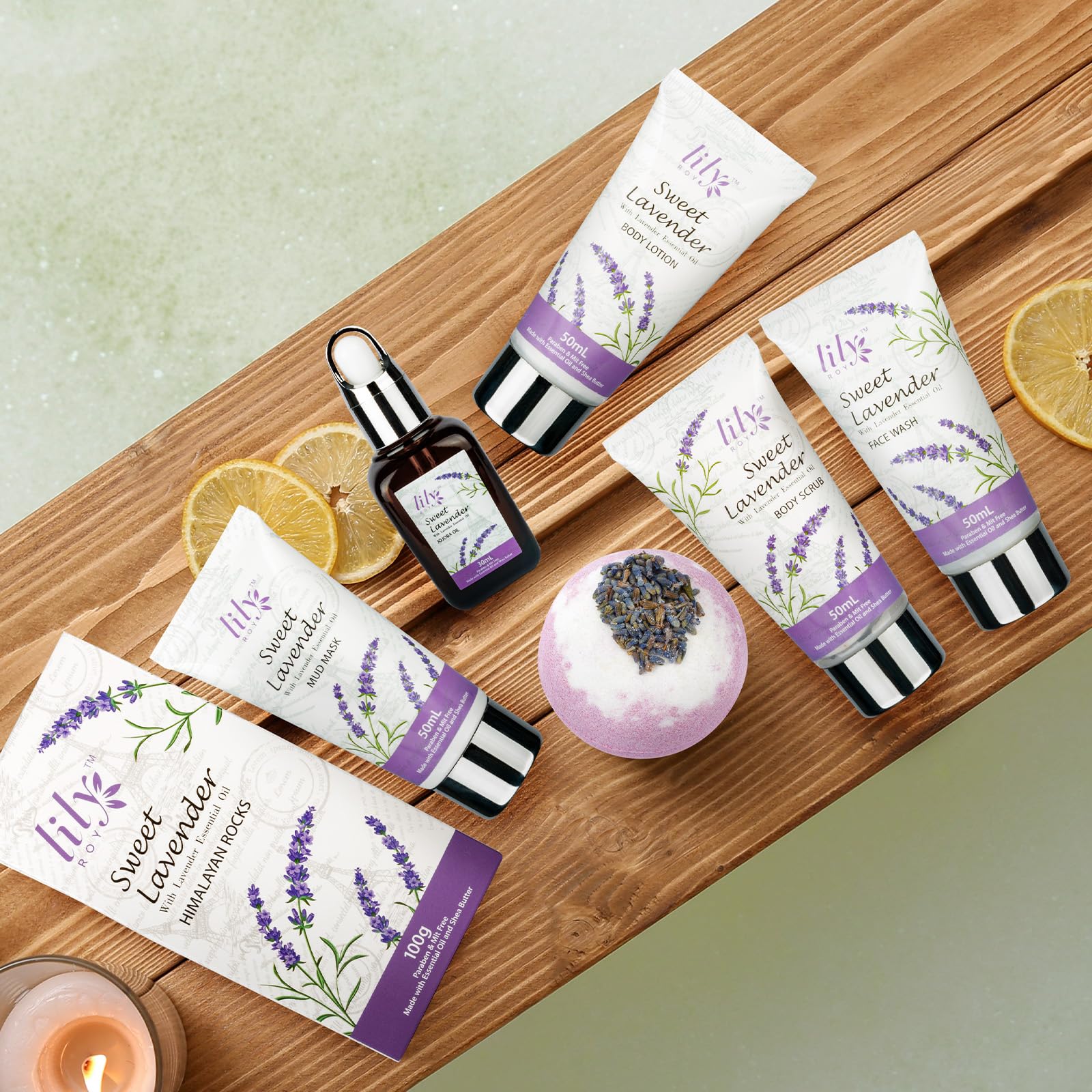 LILY ROY Valentines Spa Gift Set – 22-Piece Lavender Bath & Body Basket