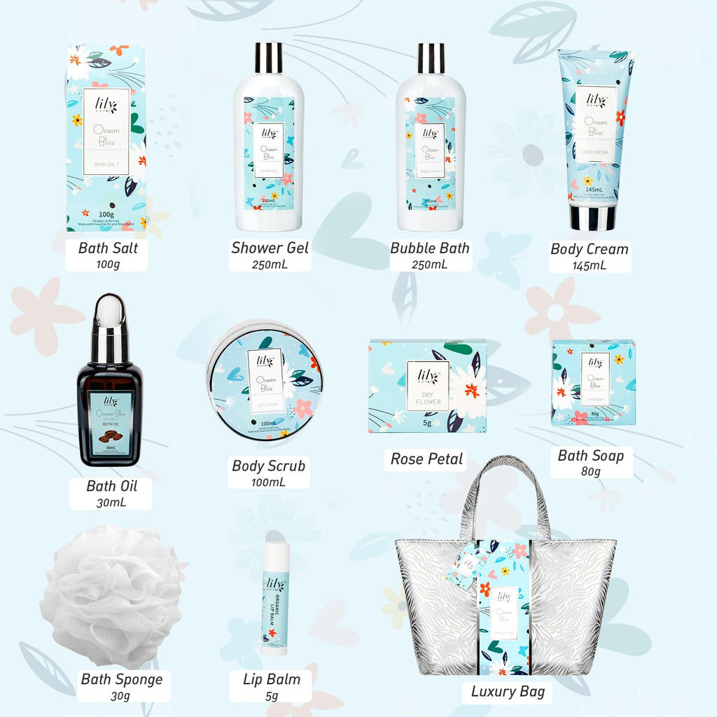 LILY ROY Valentines Day Spa Gift Set - XXXL Luxury Bath & Body Bag