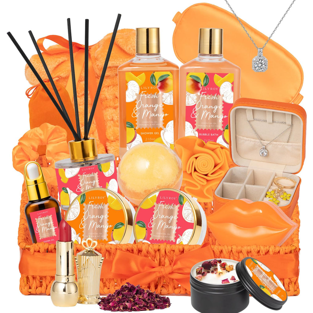 LILY ROY Valentine’s Day Gift Set for Women – 23-Piece Bath & Body Spa Basket