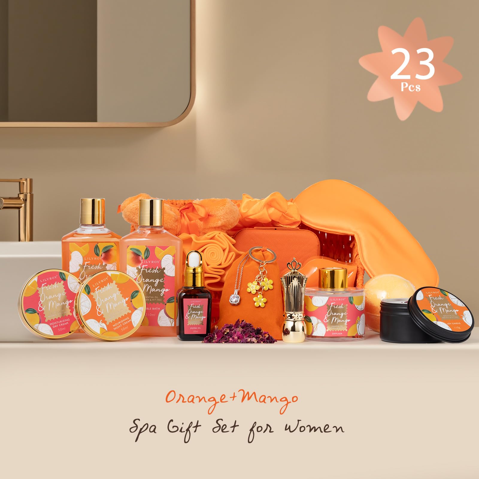 LILY ROY Valentine’s Day Gift Set for Women – 23-Piece Bath & Body Spa Basket