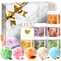 LILY ROY Valentines Day Spa Gift Set – 15-Piece Luxury Bath & Body Set (6 x 150g Bath Salts, 6 x 100g Bath Bombs)