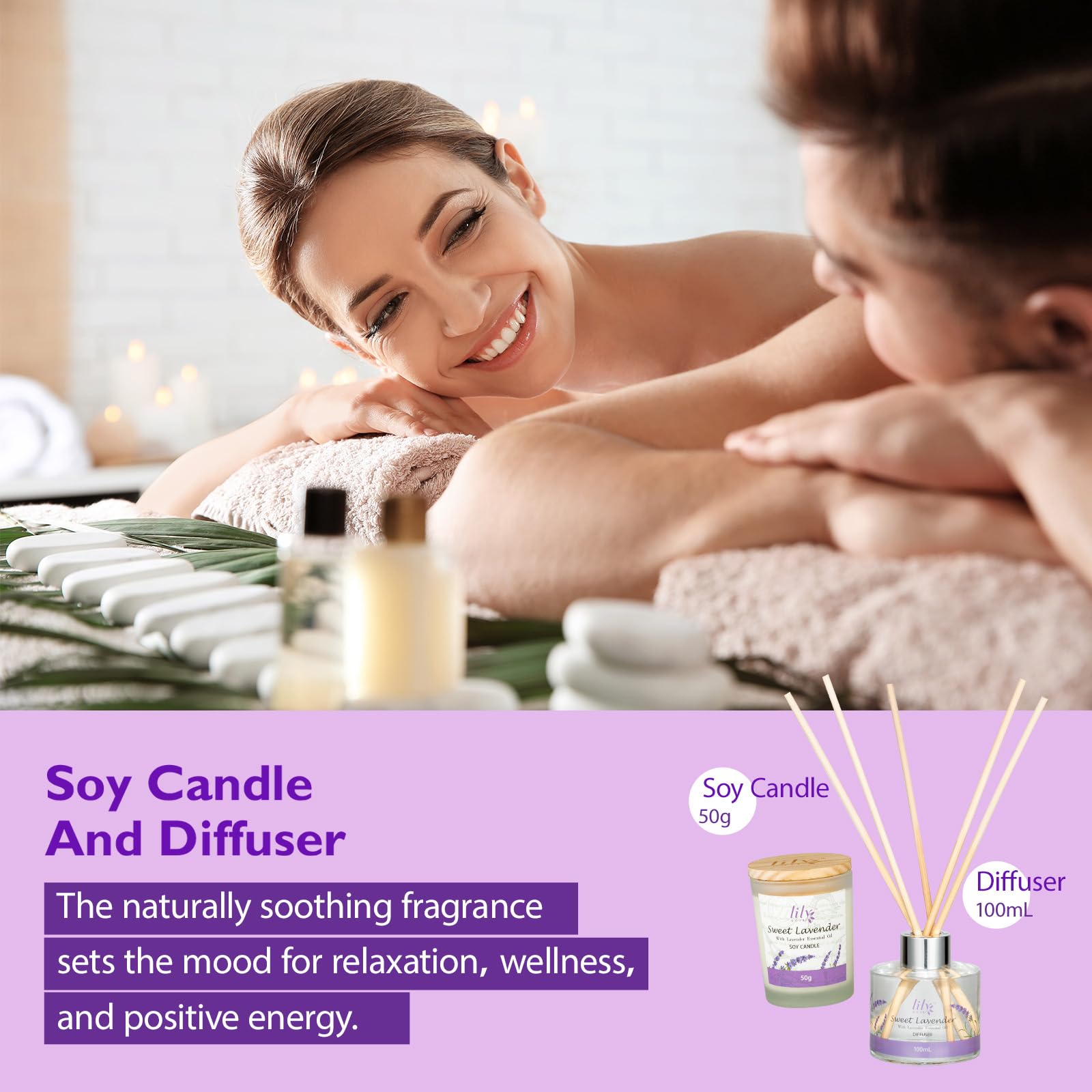 LILY ROY Valentines Spa Gift Set – 22-Piece Lavender Bath & Body Basket