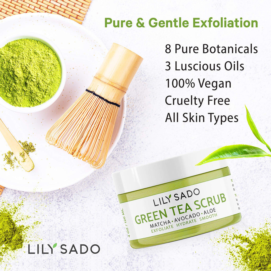LILY SADO MATCHA Made in Heaven™ Sugar Facial Scrub – Vegan Exfoliating Cleanser for All Skin Types | 4 oz