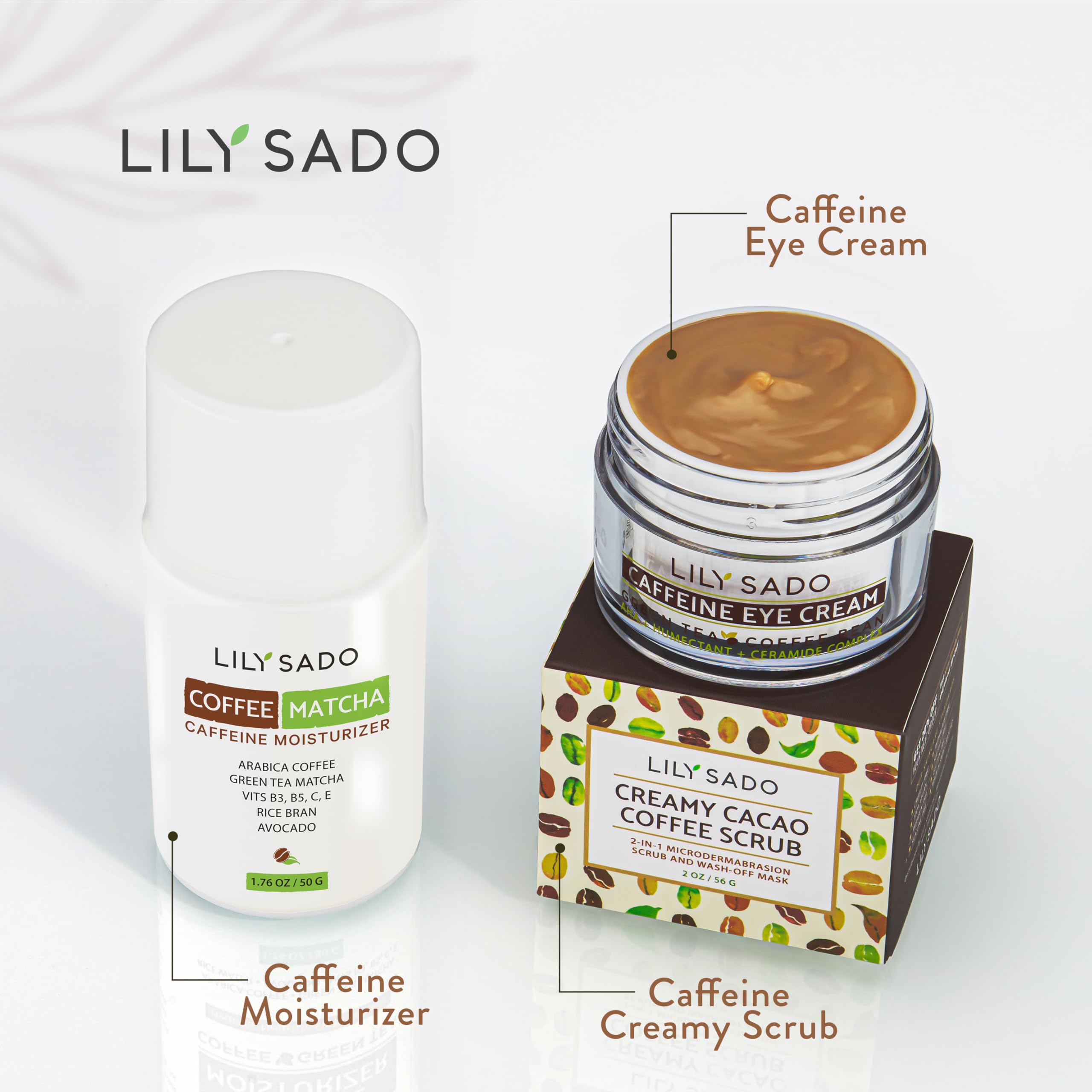 LILY SADO TEA+C Coffee & Matcha Face Moisturizer – Vegan Caffeine Skincare for Antioxidant Hydration