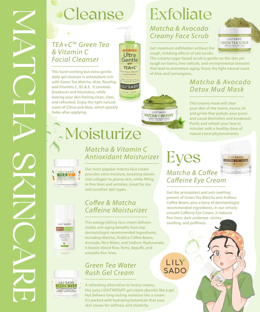 LILY SADO TEA+C Coffee & Matcha Face Moisturizer – Vegan Caffeine Skincare for Antioxidant Hydration