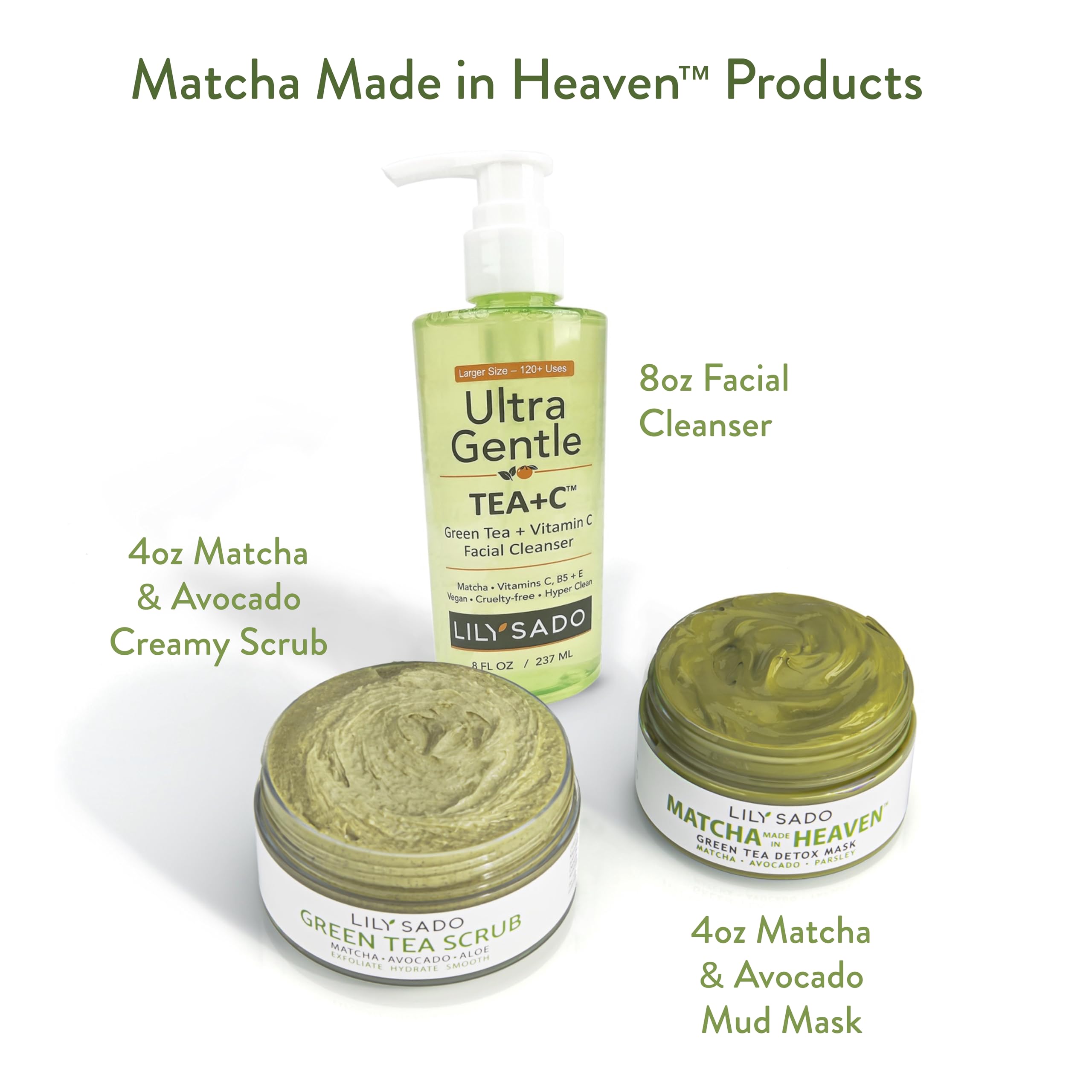 LILY SADO TEA+C Green Tea & Vitamin C Face Cleanser – Gentle Daily Vegan Facial Wash (8 oz)