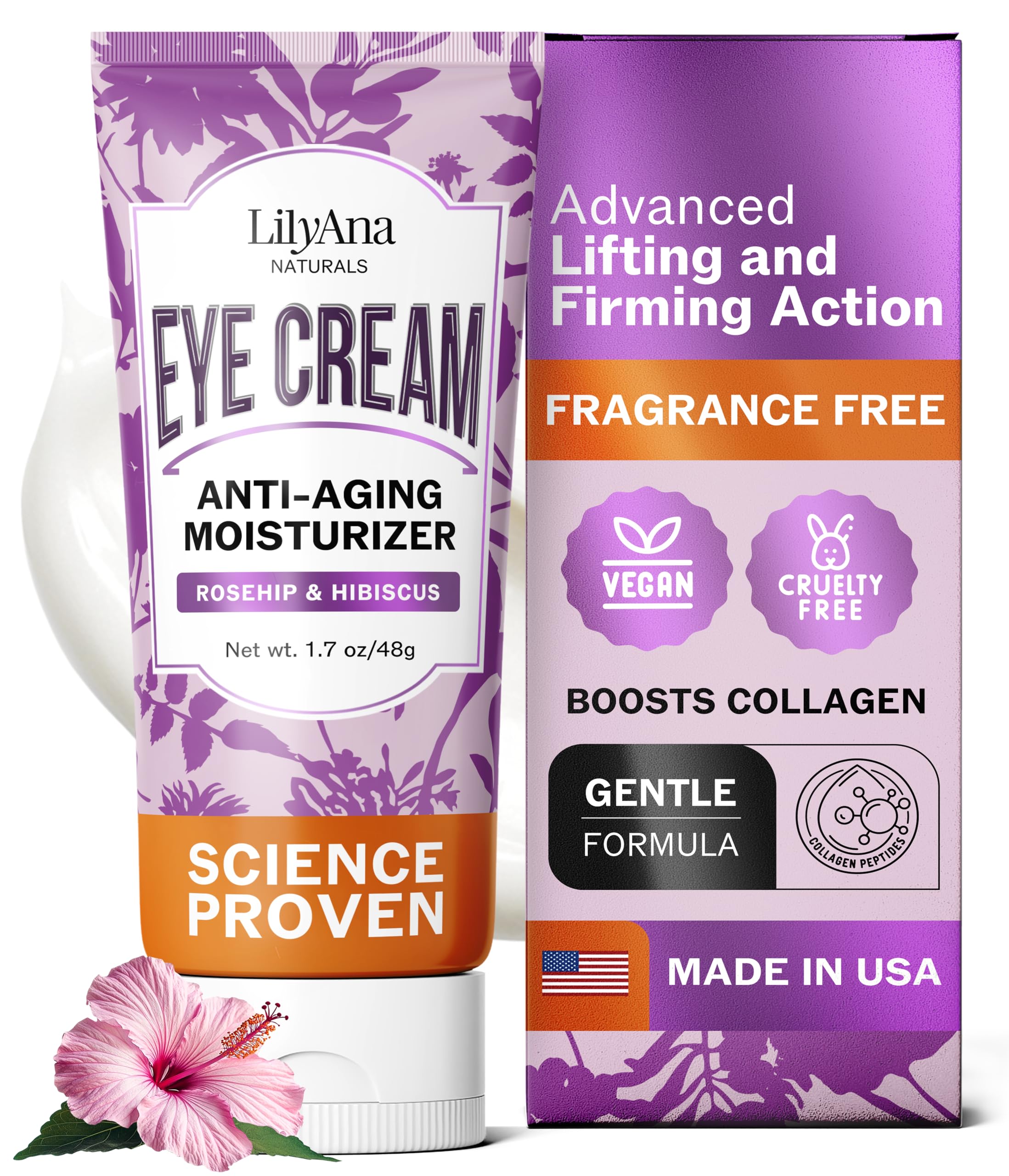 LilyAna Naturals Eye Cream for Dark Circles and Puffiness – Anti-Aging, Sensitive Skin