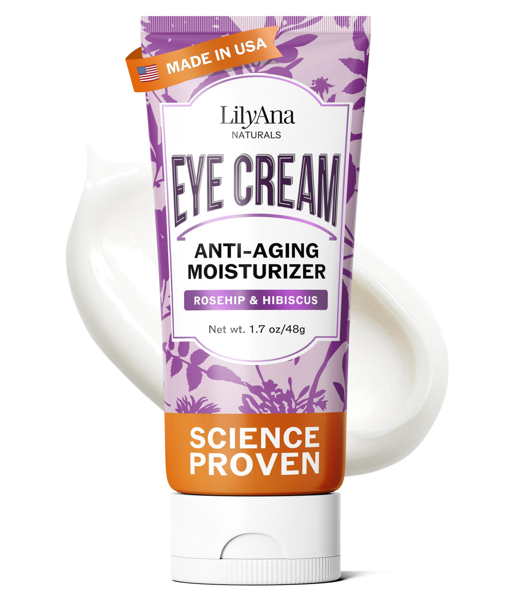 LilyAna Naturals Eye Cream for Dark Circles & Puffiness — Hydrating Anti-Aging, 1.7 oz, Made in USA