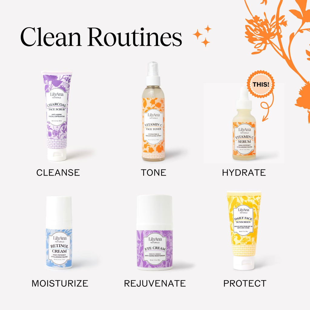 LilyAna Naturals Vitamin C Serum for Face with Hyaluronic Acid & Vitamin E - Double Pack