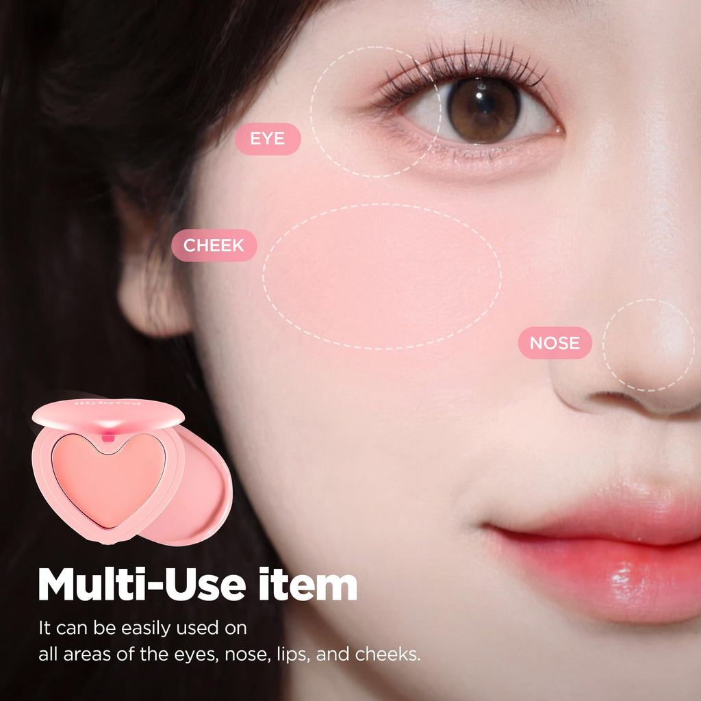 Lilybyred Luv Beam Cheek Balm | Heart-Shaped Cream Blush, Semi-Matte Finish, Buildable Color