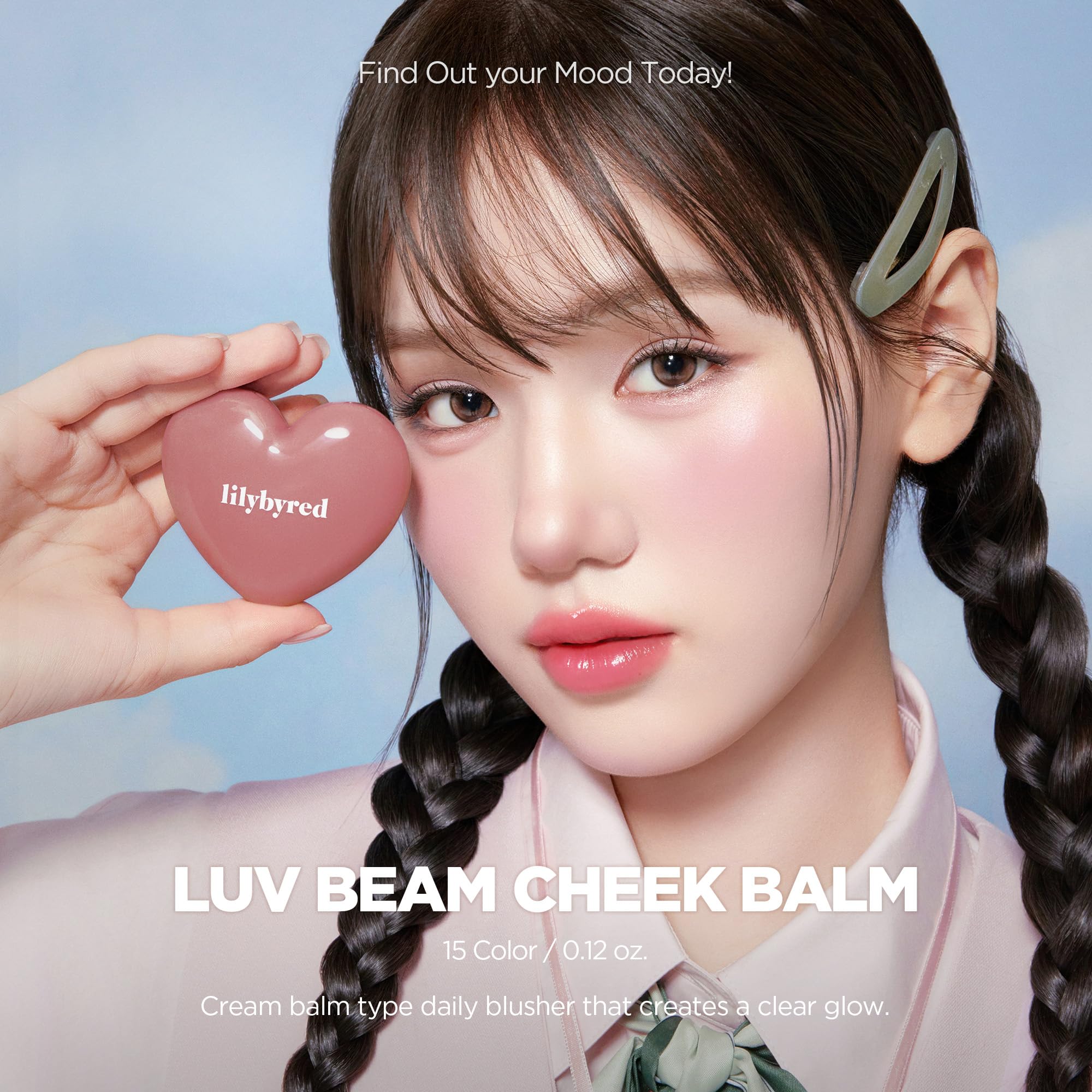 Lilybyred Luv Beam Cheek Balm | Heart-Shaped Cream Blush, Semi-Matte Finish, 13 Shy Pink