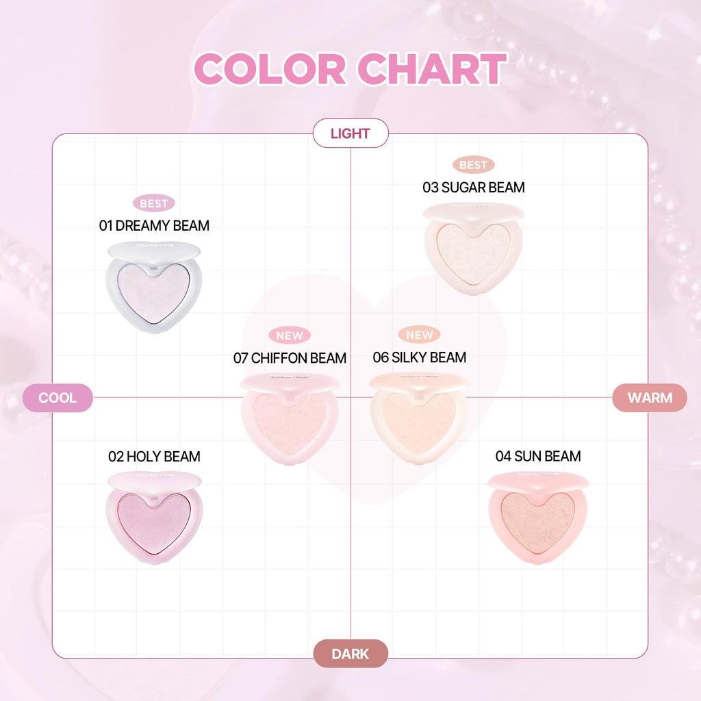 lilybyred Luv Beam Glow Veil – Korean Heart‑Shaped Highlighter for Radiant Glow