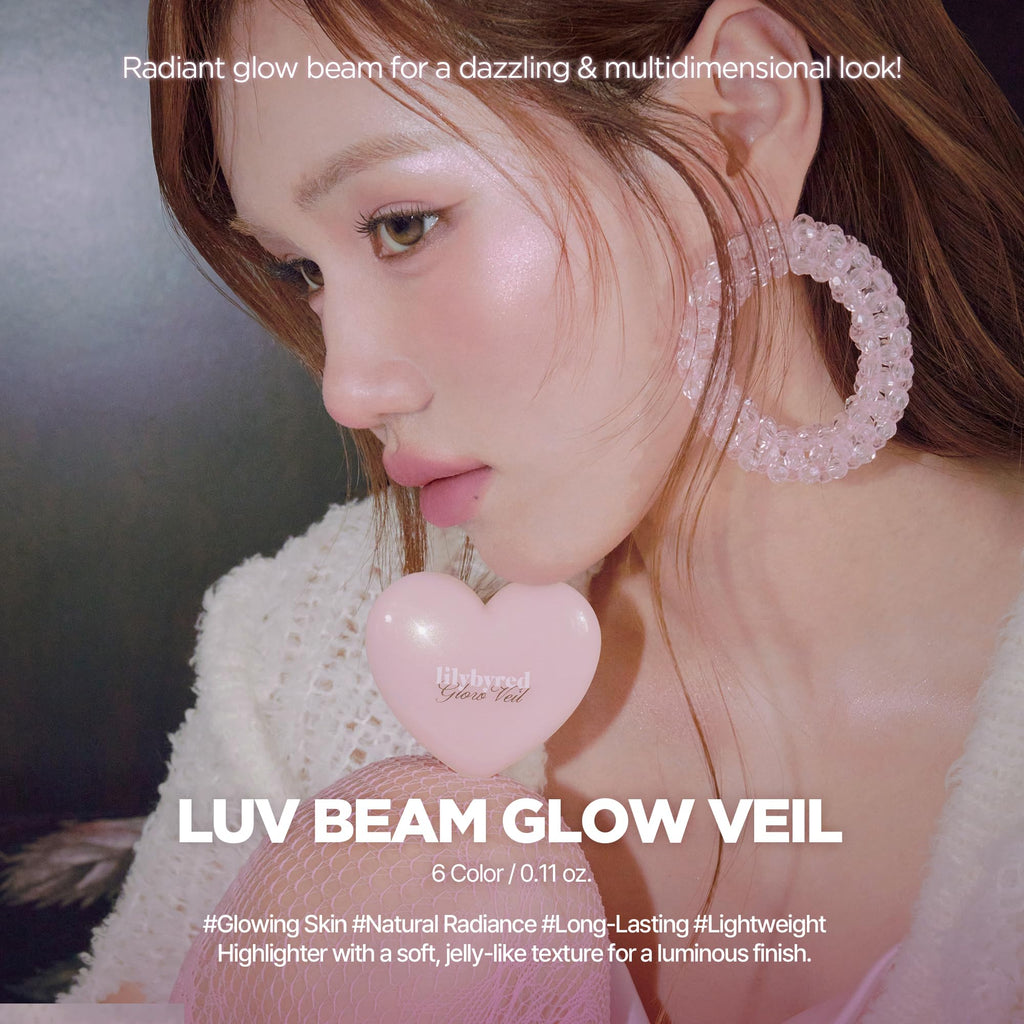 lilybyred Luv Beam Glow Veil — Korean Heart-Shaped Highlighter, Buildable Silky Glow, Long-Lasting Radiance (0.11 oz, 01 Dreamy Beam)