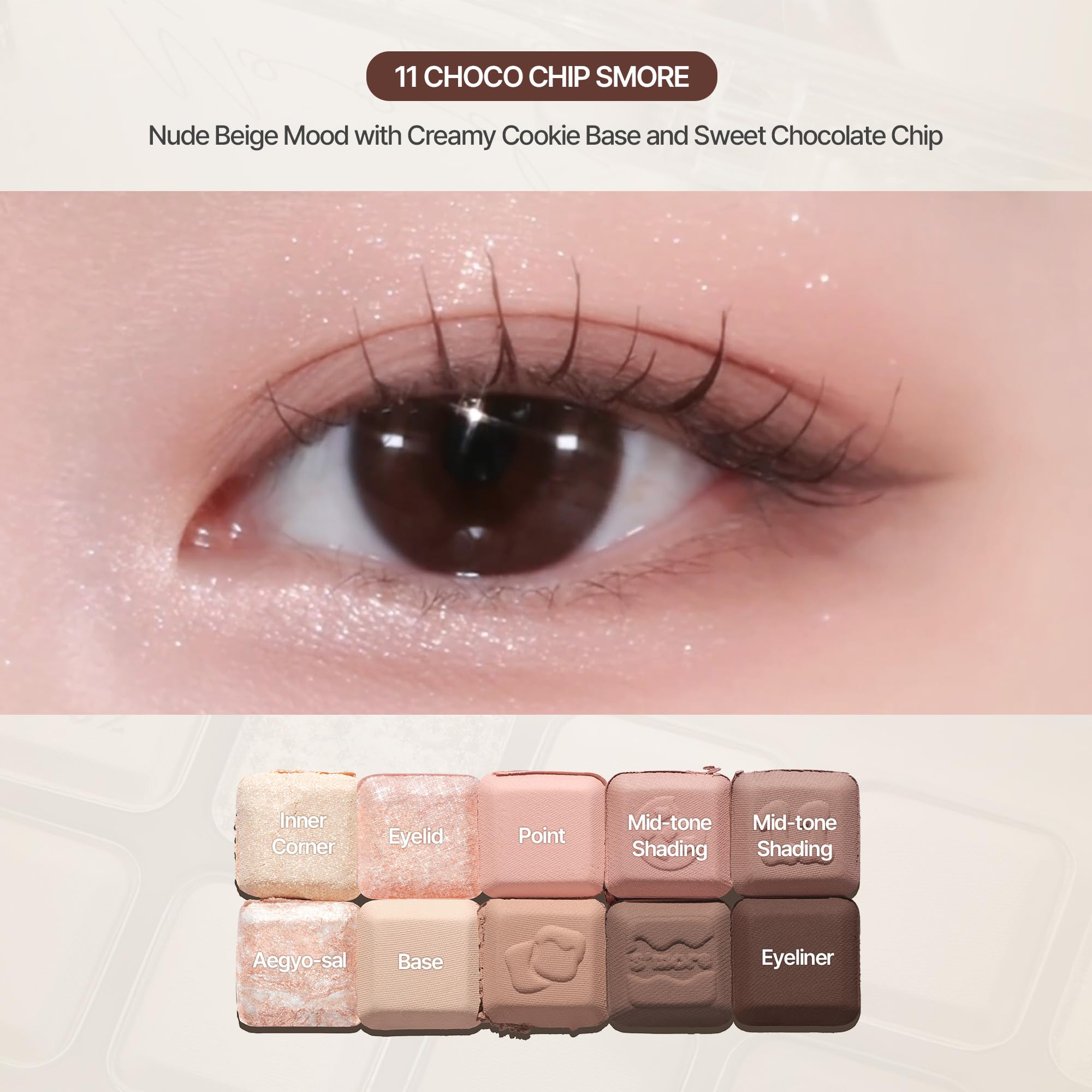 lilybyred Mood Keyboard Palette – 10-Shade Korean Eyeshadow Palette (Chocolate Chip Smore) | Matte, Shimmer & Jelly Glitter