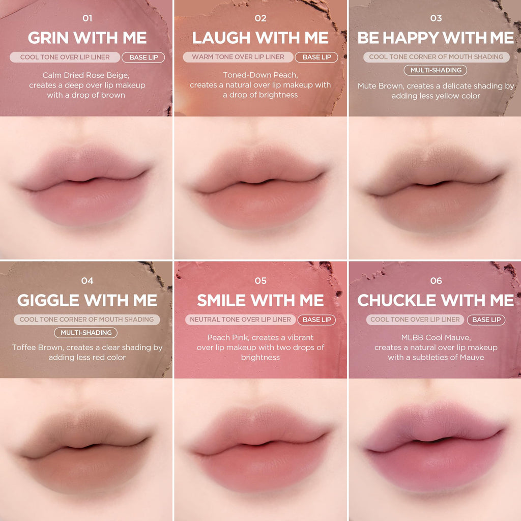 Lilybyred Smiley Lip Blending Stick – 3-in-1 Lip Liner with Creamy Glide and Matte Finish (0.028 oz, Laugh with Me)