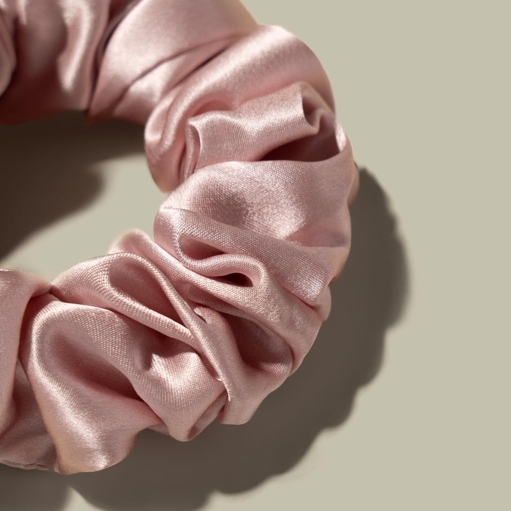 LilySilk Silk Hair Scrunchies - 100% Mulberry Silk, No Hair Damage, 2 Pack (Black & Rosy Pink)
