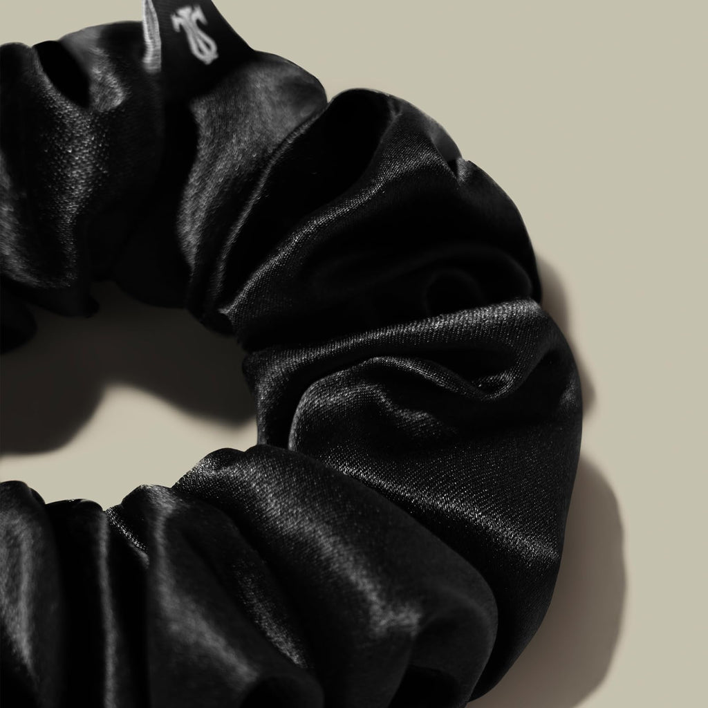 LilySilk Silk Hair Scrunchies - 100% Mulberry Silk, No Hair Damage, 2 Pack (Black & Rosy Pink)