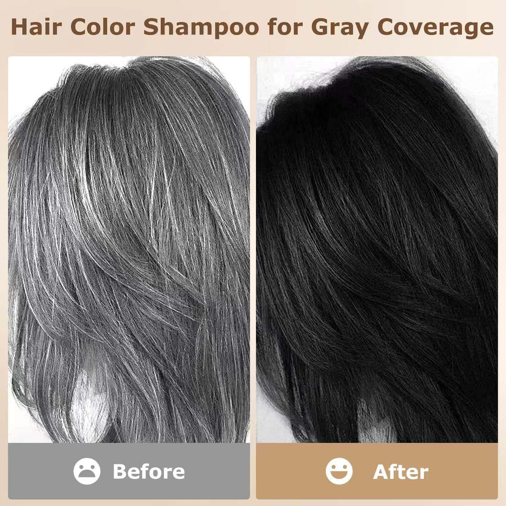 Limer Hair Dye Shampoo Dark Brown – 6-in-1 Herbal Color, Ammonia-Free, Semi-Permanent Gray Coverage (460ml)