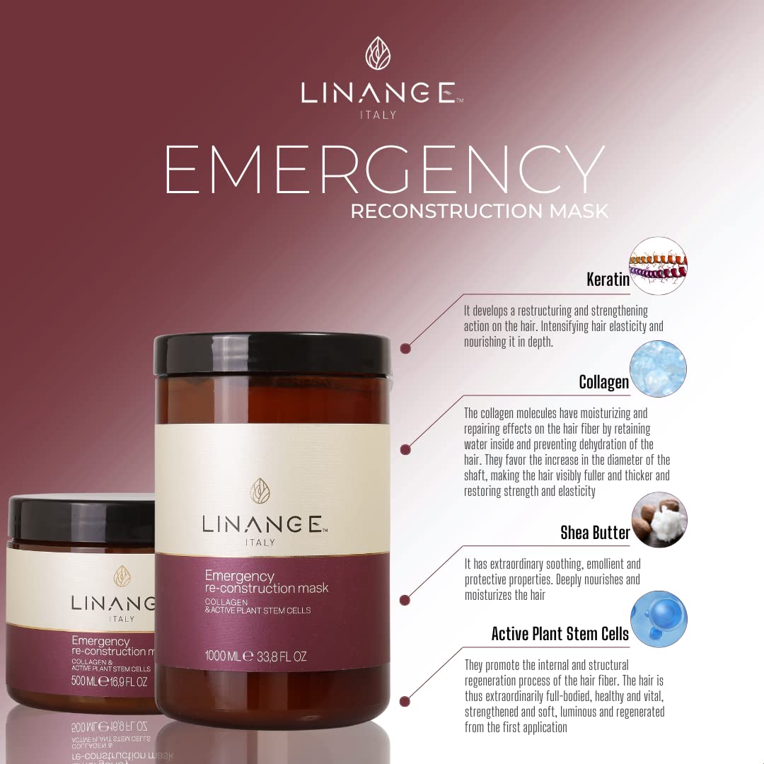 LINANGE Emergency Reconstruction Mask for Very Damaged Hair - Deep Repair & Nourishment (1000ml / 33.8 oz)
